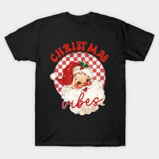 Vintage Christmas Vibes with Retro Groovy Red Santa Claus T-Shirt